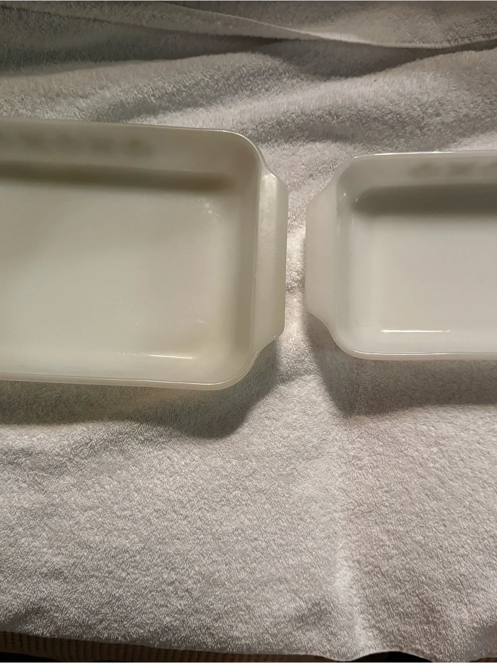 Antique Anchor Hocking MeadowGreen Floral Ceramic Ovenware  - Fire King Set of 2